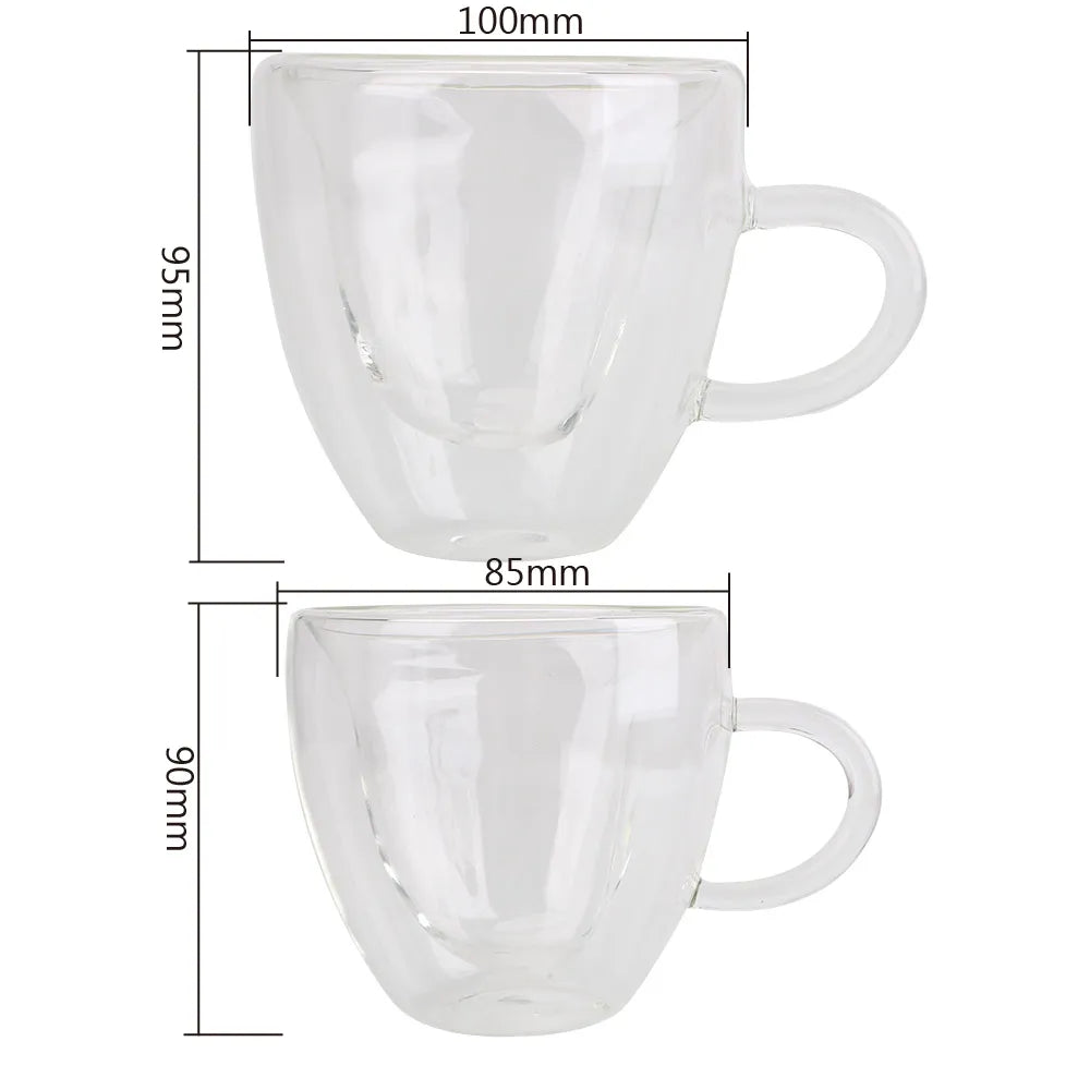 Heart Love Shaped Tea  Coffee Cup Double Layer Glass