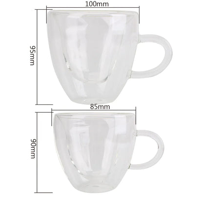 Heart Love Shaped Tea  Coffee Cup Double Layer Glass