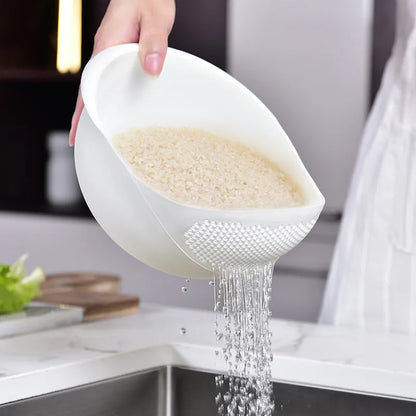 Rice Bowl Strainer Plastic Sieve Drain Basket with Handles Kitchen Tools