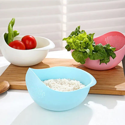 Rice Bowl Strainer Plastic Sieve Drain Basket with Handles Kitchen Tools